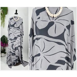 Gray Hawaiian Kala Tropical SARONG Pareo Lavalava Beach Skirt Summer Scarf